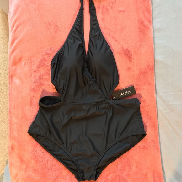 RETRO HOLLYWOOD GLAM BLACK BATHING SWIMSUIT - Picture 4 of 8
